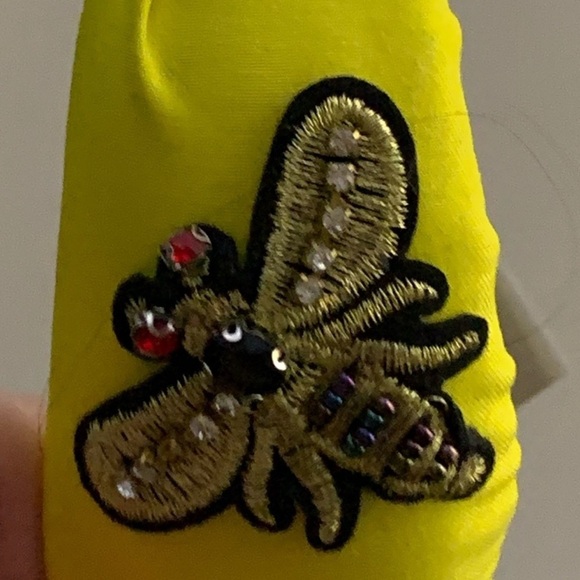 Neon Yellow, Black And Crystals Embellished Handmade Honey Bee Knot Headband